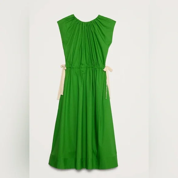 ✨ Banana Republic Cotton Poplin Tie-Waist Midi Dress Sz L - Picture 4 of 7